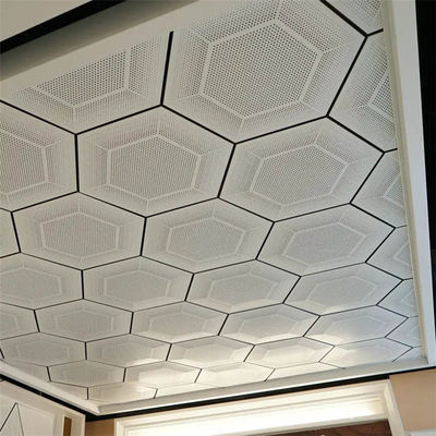 462x462x462x462x462x462 Perforierte Aluminium-Metalldecke Sechseckige Deckenfliese mit weißer Farbe